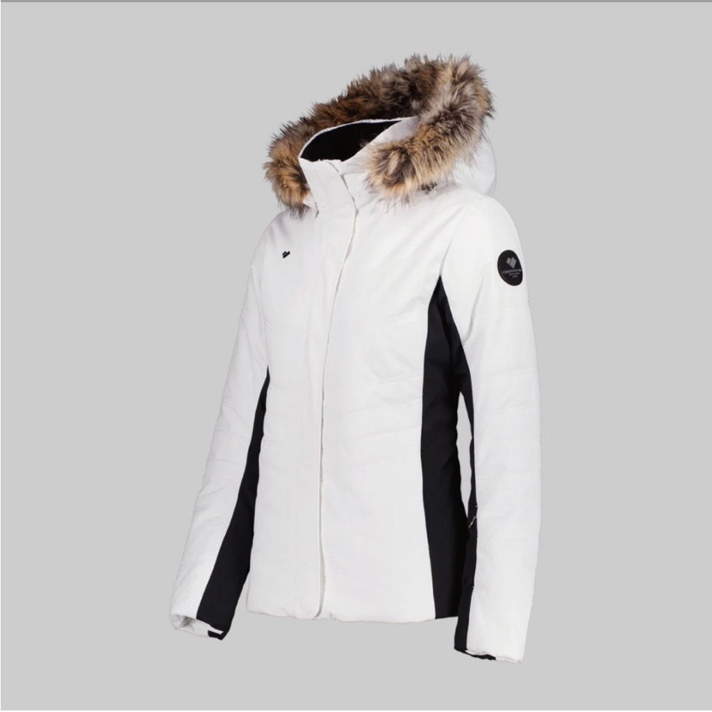 Obermeyer Women's Tuscany Ii White Ski Jacket With Faux Fur
